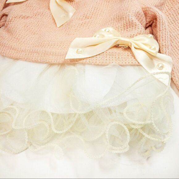 NWT Pink Sweater Dress with Ivory Tulle Sz 6-9M - Picture 3 of 8